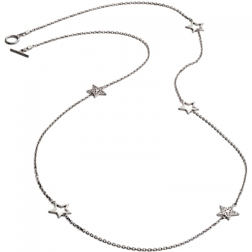 925 Sterling Silver Five Charm Star Necklace